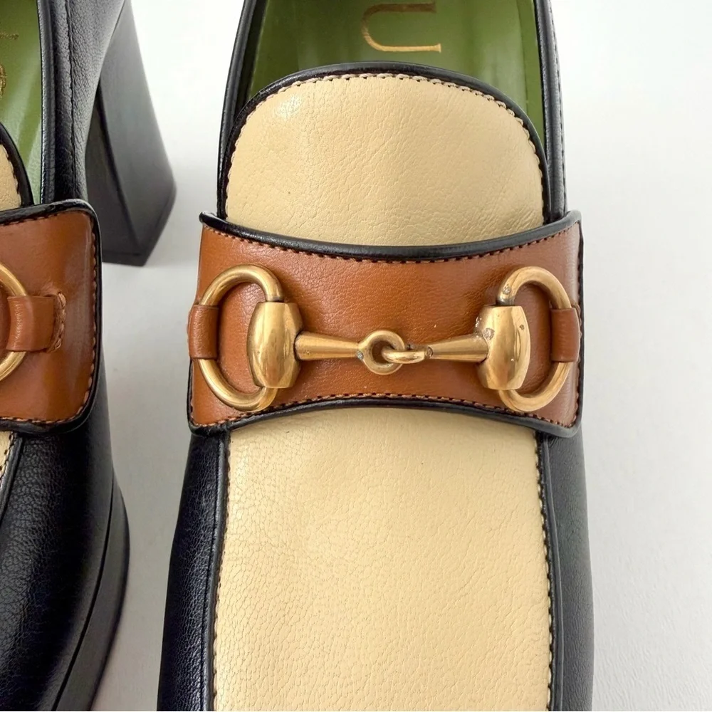 GUCCI | Horsebit Platform Loafer Pumps Houdan Block Heel Leather EU 36 - Picture 4 of 12